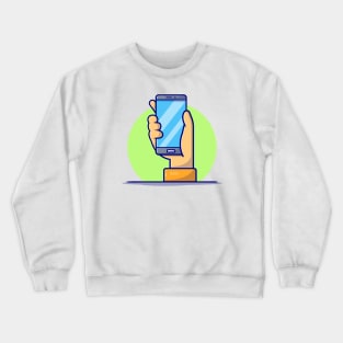 Hand Phone Cartoon Vector Icon Illustration Crewneck Sweatshirt